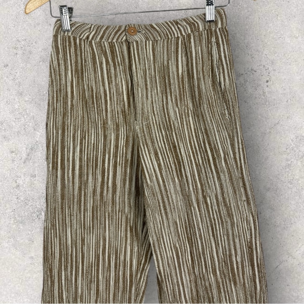 Free People Marta Yarn Dye Wide Leg‎ Trousers Womens Size 0 Brown Striped Boho - Picture 7 of 16